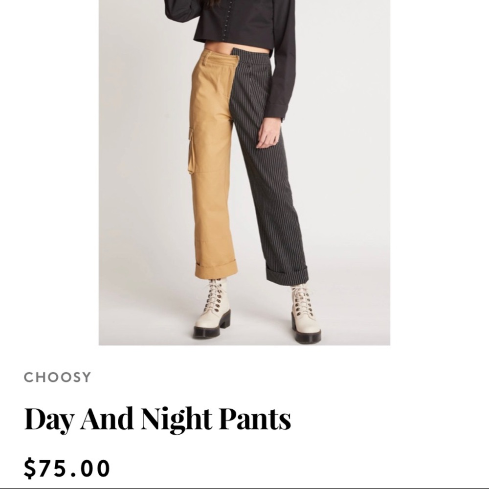 Choosy split patterned cargo/pin stripe pant